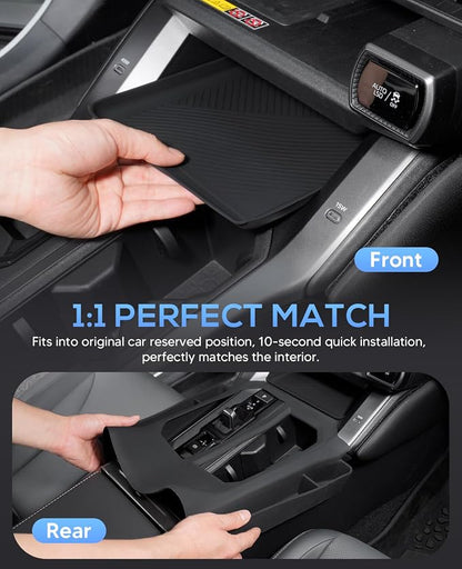 Autorder 2PCS Silicone Center Console Organizer for 2026 Toyota RAV4 Accessories – Anti-Scratch & Waterproof Silicone Shift Panel Trim Cover and Lower Center Console Tray - Black