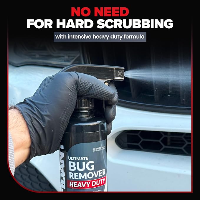 Carfidant Bug Remover Heavy Duty Spray - Cars Exterior Cleaner - Easily and Powerful Clean Bug Splatter, Bird Poop From Paint, Plastic, Rubber, Metal, Chrome, Glass - 18 fl. oz.