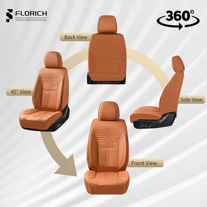 FLORICH Seat Covers, Car Seat Covers Full Set, Luxury Nappa Leather Seat Covers, Breathable and Waterproof Car Seat Protector 5 Seat, Automotive Seat Covers Universal Fit for Most Cars-Brown