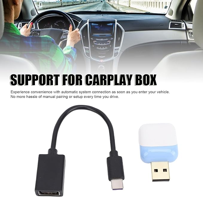 Pomya Wireless Adapter, Convert Wired to Wireless Car Play Adapter for Android Auto, 2 in 1 Car Play Support Box Plug and Play for Automotive