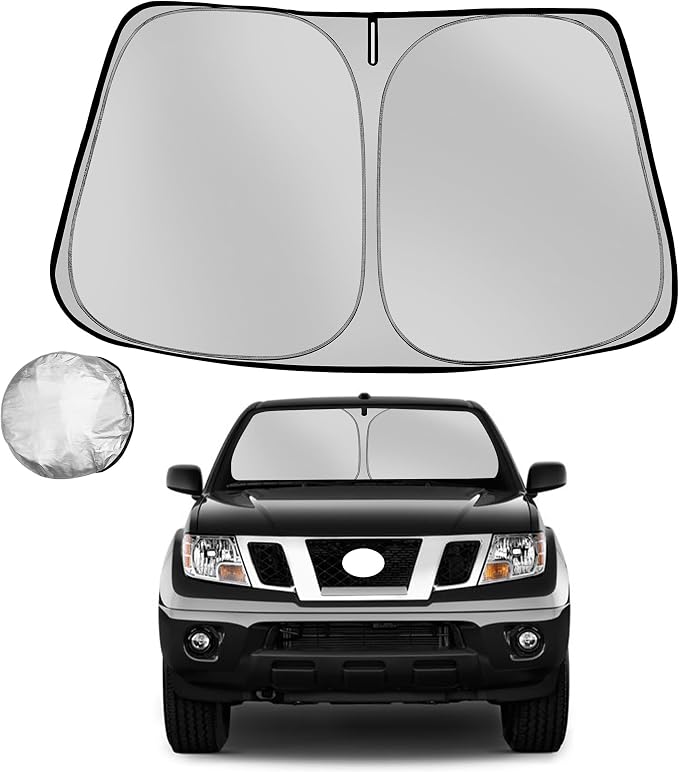 Windshield Sun Shade for 2006-2021 Nissan Frontier Foldable Sun Sunshade for Car Front Window Blocks UV Rays and Heat Automotive Interior Protector Custom Fit Accessories
