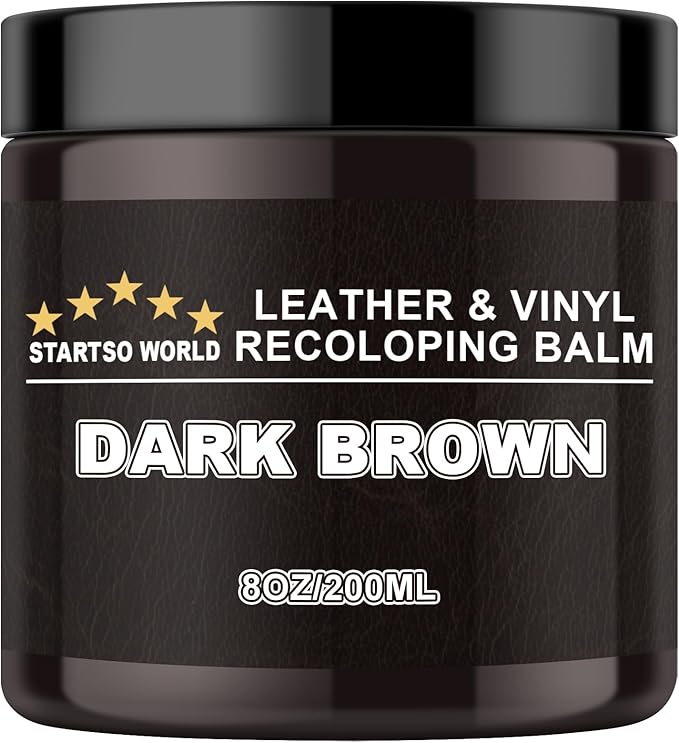 STARTSO WORLD Leather Recoloring Balm, Dark Brown Leather Repair Kit for Furniture, Leather Dye, Leather Color Restorer for Couches, Leather Couch Paint | Repair, Restore Faded & Scratched Leather