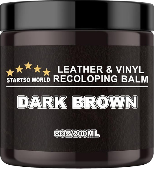 STARTSO WORLD Leather Recoloring Balm, Dark Brown Leather Repair Kit for Furniture, Leather Dye, Leather Color Restorer for Couches, Leather Couch Paint | Repair, Restore Faded & Scratched Leather