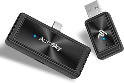 AutoSky Mirror-Link AIR PRO Wireless Screen Mirroring Adapter for Wired CarPlay, USB-C Phone Required, DisplayPort (DP-Alt) Compatible, Stream Apps Wirelessly, Charge While Mirroring