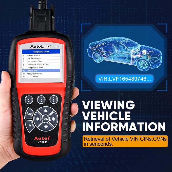 Autel AutoLink AL619 Scanner, 2026 ABS SRS Airbag Warning Light Diagnostic Scan Tool, Up of AL519 ML519 ML619, 10 OBDII Test Modes, DTCs Lookup, Live Data, Turn Off Check Engine Light OBD2 Code Reader