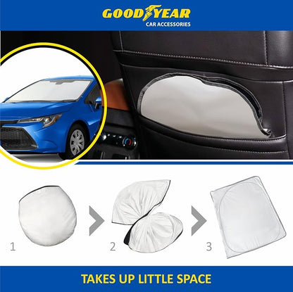 Goodyear Foldable Windshield Sunshade for Toyota Corolla 2020-2026, Car Accessories, Sunshade Cover, Sun Shade Car Windshield, Window Sun Blocker - GY008268