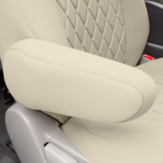 FH Group Custom Fit Car Seat Covers Specifically Made for 2011-2020 Toyota Sienna 7 Seater with Ultraflex Neoprene Water Resistant Automotive Seat Covers - 2nd Row Solid Beige