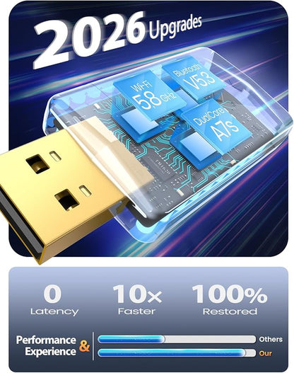 Wireless CarPlay Adapter for Apple iPhone – Converts Wired to Wireless, Gold-Plated USB Bluetooth Dongle, No Lag for Long Drives, Plug & Play for Cars from 2016 with Factory CarPlay