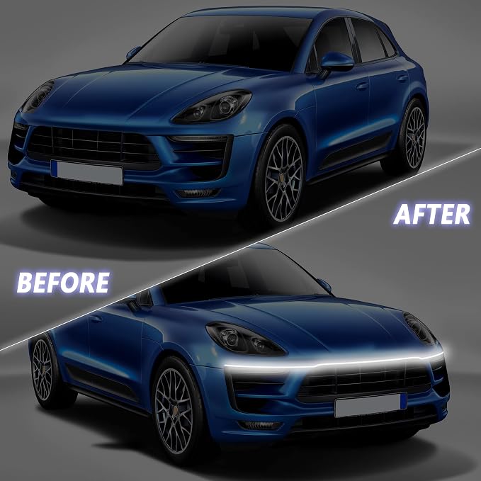 Car LED Hood Light,Waterproof LED Light Strips Cool Monochromatic Car LED Light for Lights Exterior,Universal Auto Accessories (70ich White)