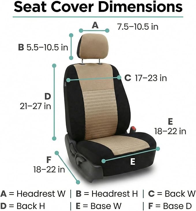 FH Group Universal Car Seat Covers Front Set for SUV Truck Sedan Vans | 3D Textured Breathable Fabric Seat Cover Set Protector with Airbag Compatible Interior Upgrade - Beige