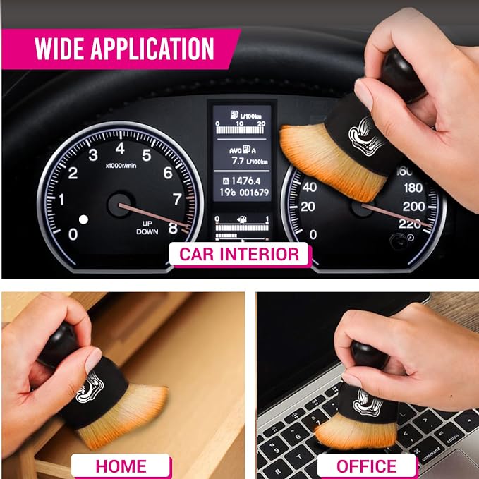 H.O.W 2 PCS Car Interior Detailing Brushes Automotive Cleaning Brush Kits for Vent Seat Crevice Dashboard Leather Air Conditioner