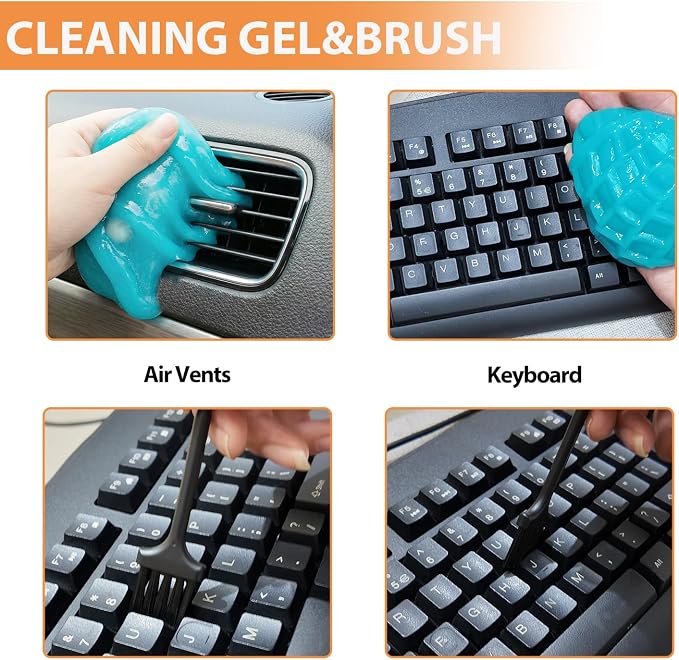 Car Interior Detailing Brush Cleaning Kit, Soft Bristle Dusting Brush, Wire Brush Set, Car Cleaning Gel, Car Accessories Essentials Supplies Tools for Auto,Truck,SUV,RV（6PCS ）