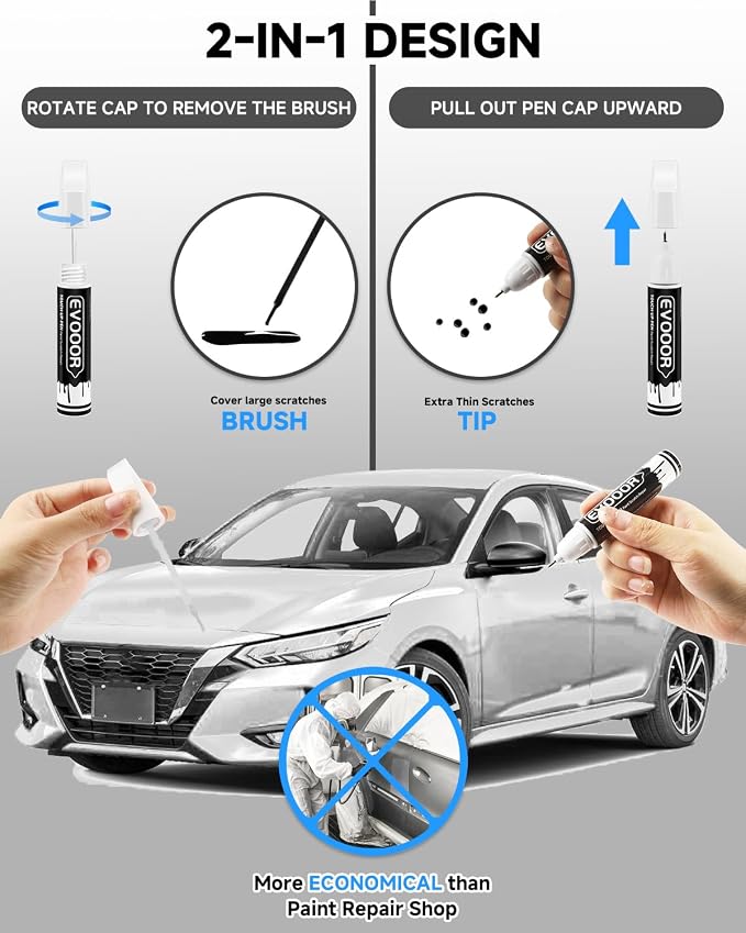 Touch Up Paint Compatible with Nissan Exact Match 2 in 1 Touch up Paint for Chips and Nicks Repair (Pearl White Tricoat(QAB) Compatible with 370Z/Altima/Armada/Cube/Frontier/GT-R/Juke/Leaf/Maxima/Murano/NV/Pathfinder/Quest/Rogue/Rogue-Select/Rogue-Spor...