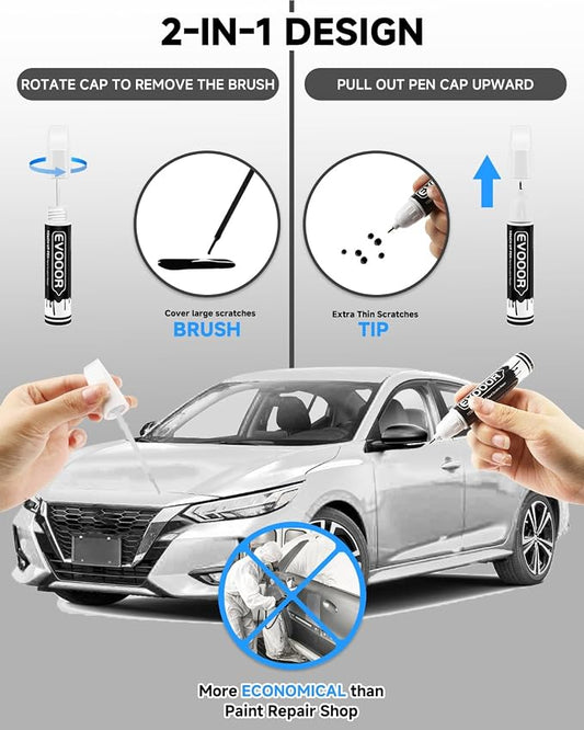 Touch Up Paint Compatible with Nissan Exact Match 2 in 1 Touch up Paint for Chips and Nicks Repair (Pearl White Tricoat(QAB) Compatible with 370Z/Altima/Armada/Cube/Frontier/GT-R/Juke/Leaf/Maxima/Murano/NV/Pathfinder/Quest/Rogue/Rogue-Select/Rogue-Spor...