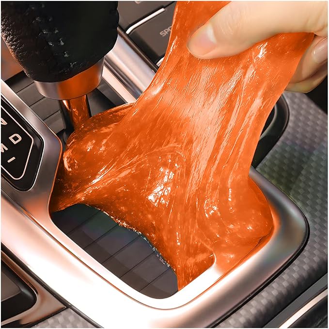 Moly Magnolia Cleaning Gel for Car, Auto Detailing Slime Mud, Putty Cleaner Dust Removal, Soft Glue Cleaning Tools Kit, Car Interior Accessories Universal for Air Vents, Keyboard, PC, Laptops (Orange)