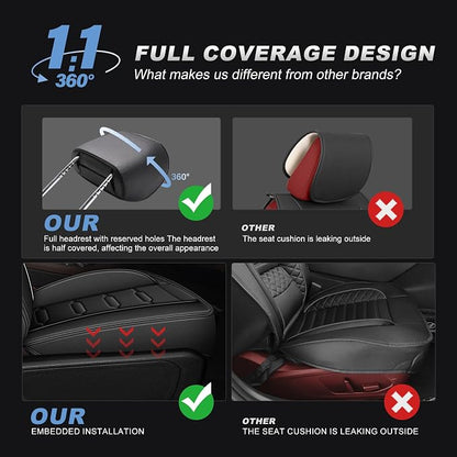 AOMSAZTO Corolla Front Car Seat Covers Custom Fit for Toyota Corolla 2014 2015 2016 2017 2018 2019 LE,SE,XSE,L,XLE,S,S Plus Faux Leather Seat Covers with Steering Wheel Cover(2 Seats,Black)