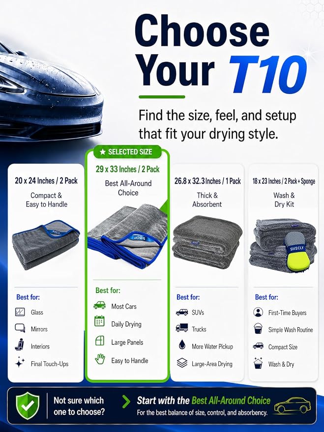 SHSCLY 2-Pack Twist Pile Microfiber Towels for Cars XL Gray 29 x 33 in | Auto Detailing, Paint Safe, Ultra Absorbent, Lint-Free, Cars, SUVs & Trucks
