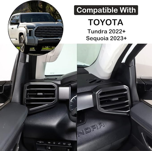 Aunginsy Center Console Side Air Conditioning Outlet Trim Cover Compatible with Toyota Tundra/Sequoia 2022-2025 2026, Car Dashboard Side A/C Wind Vent Panel Decorative Frame Protector ABS Accessories