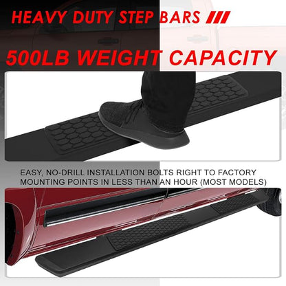 Auto Dynasty Running Boards Compatible with 2007-2021 Toyota Tundra CrewMax/Extended Crew Cab, Stainless Steel Side Step Nerf Bar, 5 Inches Step Bars, Black Powdercoated