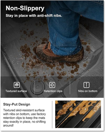 KIWI MASTER Floor Mats for 2020-2026 Jeep Gladiator JT, OEM Replacement 82215626AB, Custom Fit All Weather Car Mats, Heavy Duty TPE Floor Liners, Front & Rear 2 Row, Black