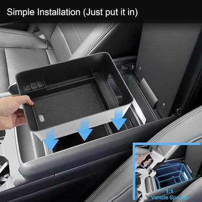 (2Pack) Coleya 2024 2025 2026 Santa Fe Center Console Organizer (Lower&Armrest)(SE/SEL/XRT/Limited/Calligraphy), Durable ABS Plastic&Anti-Slip Rubber Console Tray 2026 2025 Santa Fe Hybrid Accessories