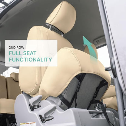 FH Group Custom Fit Car Seat Covers Specifically Made for 2011-2020 Toyota Sienna 8 Passenger, 2nd Row Solid Beige Faux Leather, Automotive Seat Covers, Waterproof and Washable Seat Covers