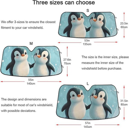 Cars Front Sun Shade Windshield,Foldable Reflective Sun Visor Penguins Cartoon Windshield Sunshade Cover,Blocks UV Ray Sun Protect Interior Keep Cool,53" x 23.5 "