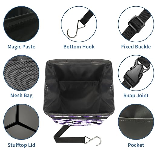 Car Trash Can – Multi-Purpose, Lightweight and Portable with Durable Water-Resistant Coating, No Installation Required, Practical and Ample Capacity, Variety of Colors.Tiger Pattern