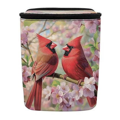 Talayituse Cardinal Cherry Blossom Print Car Trash Bin, Large Size Auto Trash Can Adjustable Portable Garbage Can with Lid, Vehicle Hanging Bag for Headrest Front Back Seat