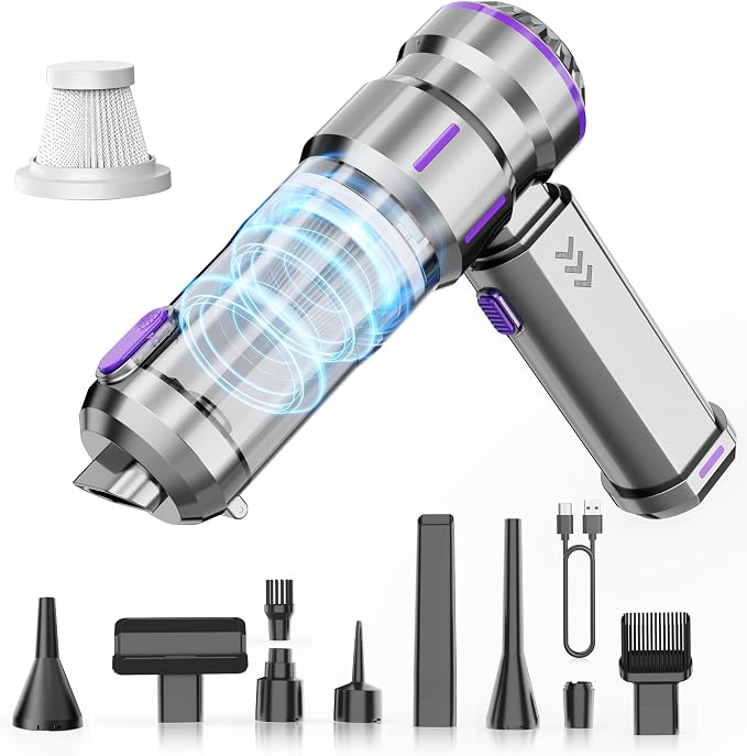 Portable Cordless Handheld Car Vacuum Cleaner - Equipped with Advanced Brushless Motor, 3 Suction Modes, 25,000 Pa Max Suction Power, Type-C Charging,for Car, Sofa & Keyboard