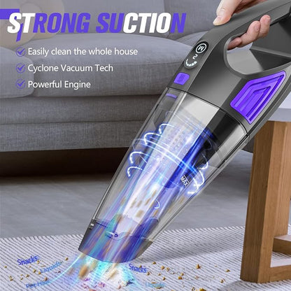 ATONEP Handheld Vacuum Cordless Cleaner,Powerful Portable and Dust Buster Hand Vcauum Rechargeable with Large-Capacity Battery for CarPetOfficeHome (Purple)