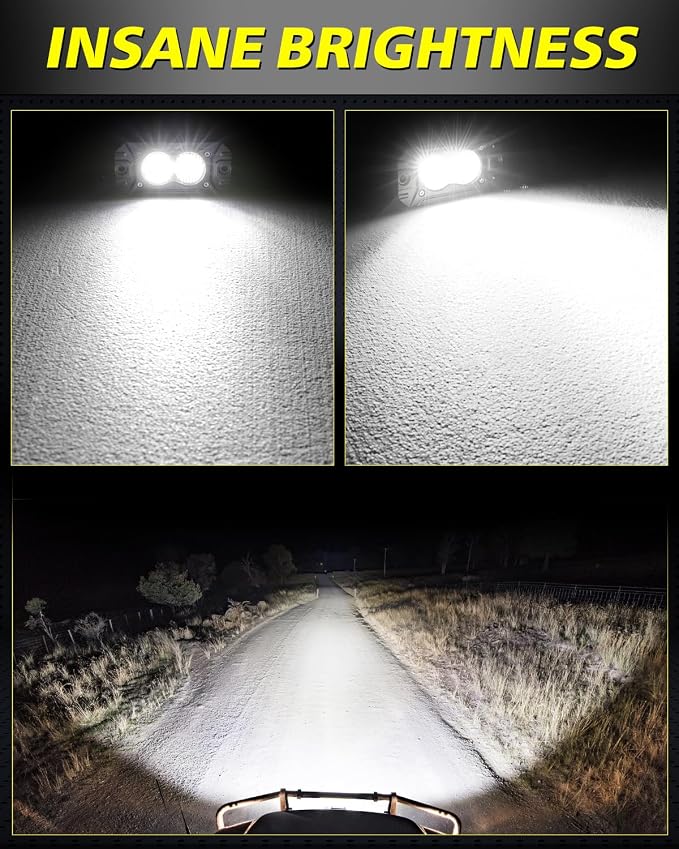 Flush Mount LED Pods, AKD Part CREE LED Flush Bumper Fog Lights 40W Driving Combo Offroad Light Backup Reverse Lights Pods Scen Camper Light for Trucks Pickup SUV UTV ATV