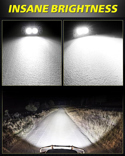 Flush Mount LED Pods, AKD Part CREE LED Flush Bumper Fog Lights 40W Driving Combo Offroad Light Backup Reverse Lights Pods Scen Camper Light for Trucks Pickup SUV UTV ATV