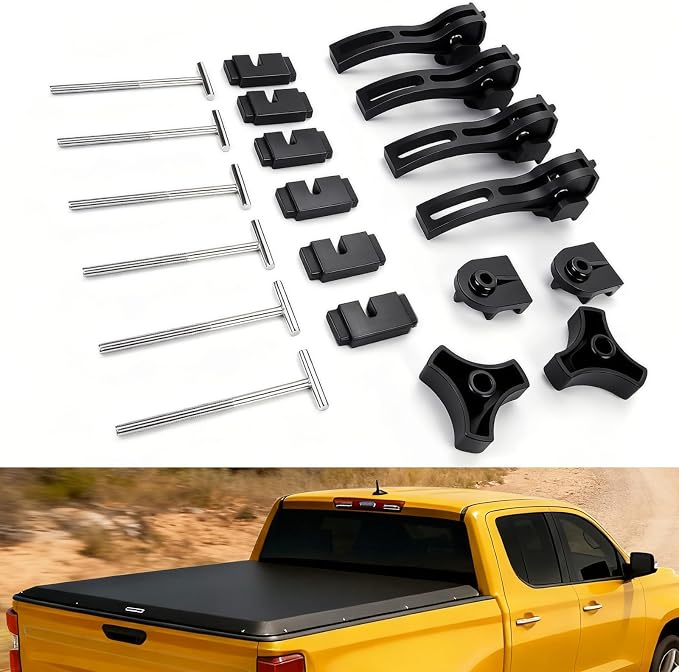 Truck Tonneau Cover Replacement Installation Accessory for Hard Tri-fold & Quad-fold Truck Bed Cover Include Nut, T-Bolt(T-bar), Tonneau Cover Clamp, 4X Rear Clamp