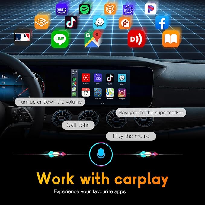 CarPlay Adapter,USB Dongle Plug & Play Dongle Converts Compatible for CarPlay & Android Auto,Fast Auto Connect,Compatible for iOS 10+ & Most Cars 2015-2025