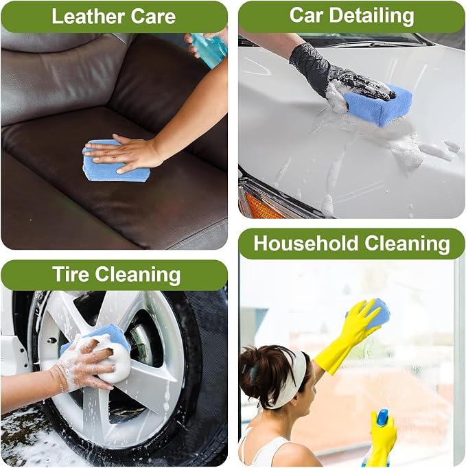 8 PCS Microfiber Applicator Pad, 4.7"x3.1" Scratch-Free Foam Buffing Scrub Pads, Car Wash Sponges for Effortless Detail Polishing, Waxing, Tire Shining, Interior Cleaning, Scrubbing (Blue)