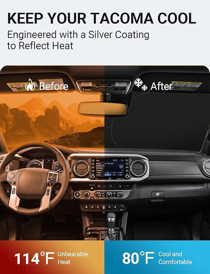 Proadsy for 2016-2023 Toyota Tacoma 2Dr 4Dr Pickup Windshield Sun Shade 4-Layer Foldable Front Sunshade Protector Sun Visor Blocks UV Rays Keep Car Cooler