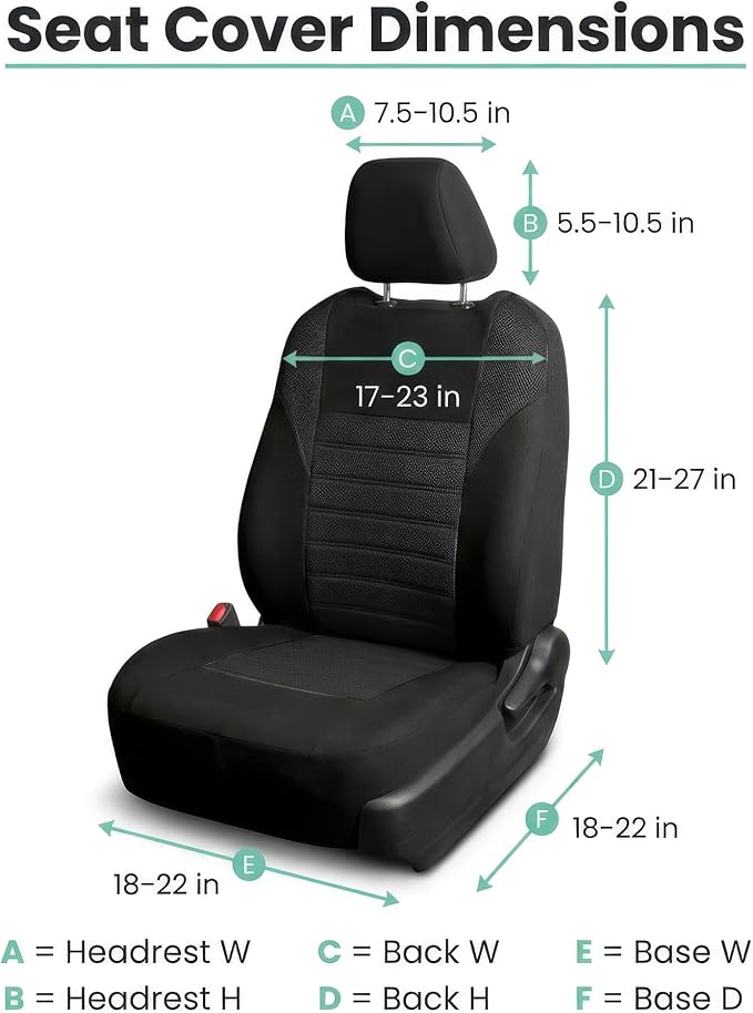 FH Group Automotive Car Seat Covers Front Set Premium 3D Air Mesh Front Seat Covers, Airbag Compatible Universal Fit Interior Accessories for Cars Trucks and SUVs - Black