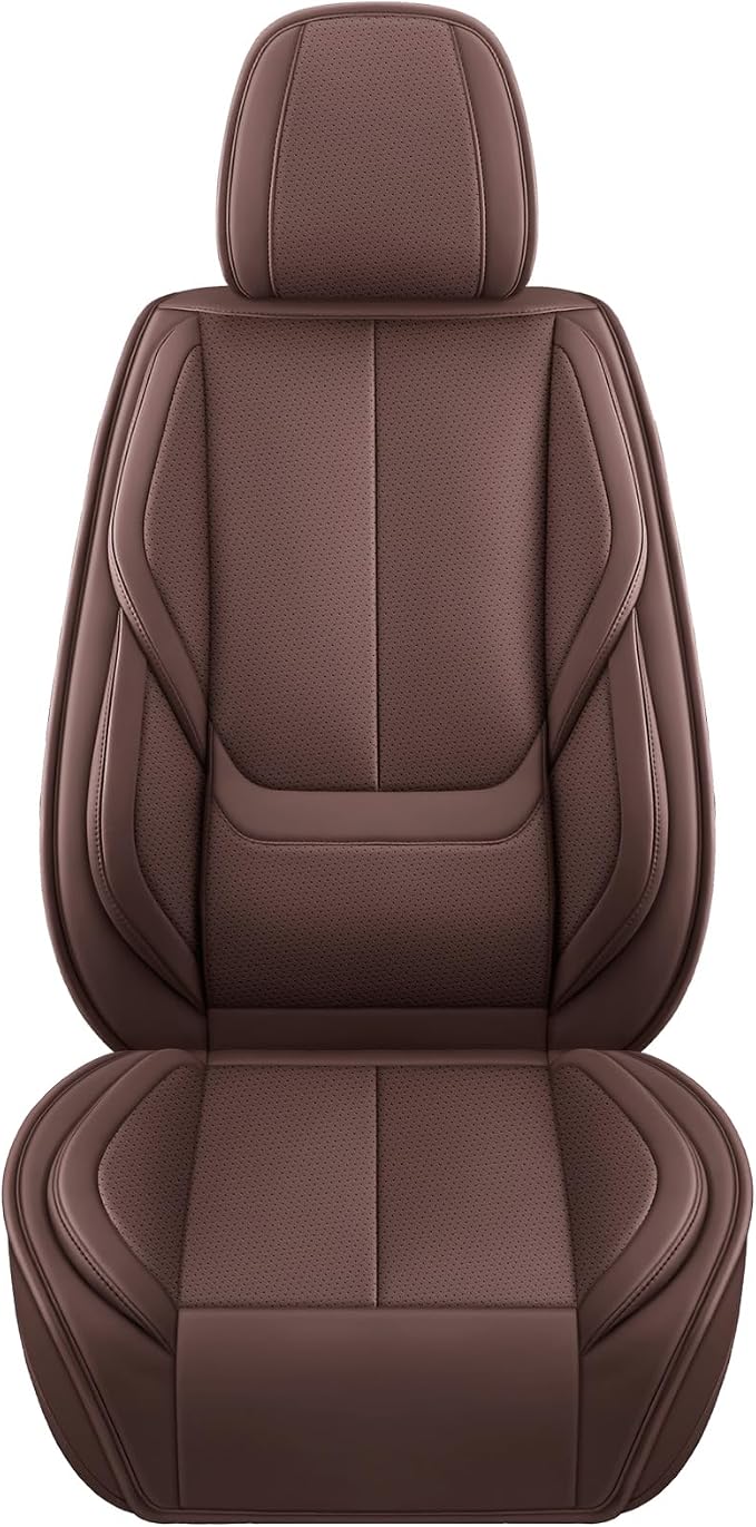 MINGBRON Seat Covers, Car Seat Covers Front Seats, Car Seat Cover, Car Seat Protector Waterproof, Car Seat Cushion Nappa Leather, Brwon Seat Covers Carseat Cover Universal Fit for Most Cars