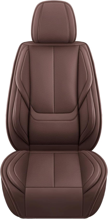 MINGBRON Seat Covers, Car Seat Covers Front Seats, Car Seat Cover, Car Seat Protector Waterproof, Car Seat Cushion Nappa Leather, Brwon Seat Covers Carseat Cover Universal Fit for Most Cars