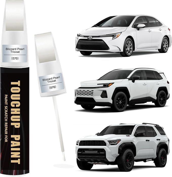 Car Paint Touch Up Pen Compatible with Toyota Blizzard Pearl Tricoat(070), 2-In-1 Color Accurate Touch Up Car Scratch Repair Paint Match Toyota Series Automotive Scratch Remover for Nicks&Chips Repair