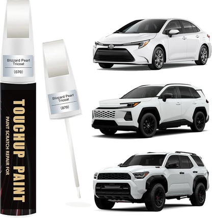 Car Paint Touch Up Pen Compatible with Toyota Blizzard Pearl Tricoat(070), 2-In-1 Color Accurate Touch Up Car Scratch Repair Paint Match Toyota Series Automotive Scratch Remover for Nicks&Chips Repair