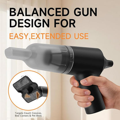 PAPIFEED Handheld Vacuum Cordless for Pet Hair, Portable Mini Vacuum with Static Hair Collector for Home, Dual-Layer Stainless Steel Filter, Dual Filte, USB-C Rechargeable Lightweight Vacuum (Black)