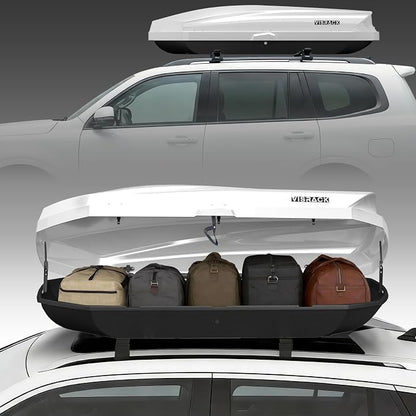 21 Cu Ft Cargo Box, Hard Shell Roof Cargo Carrier with Security Keys, 70.08" x 34.57" x 14.53" Roof Box, Dual-Sided Opening, Tool-Free Install, White