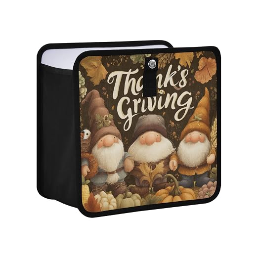 Car Trash Can Organizer Bin with Adjustable Strap for Back Front Seat Console Waterproof Leakproof Collapsible Portable 8.66 Inch Autumn Gnomes Pumpkin Brown
