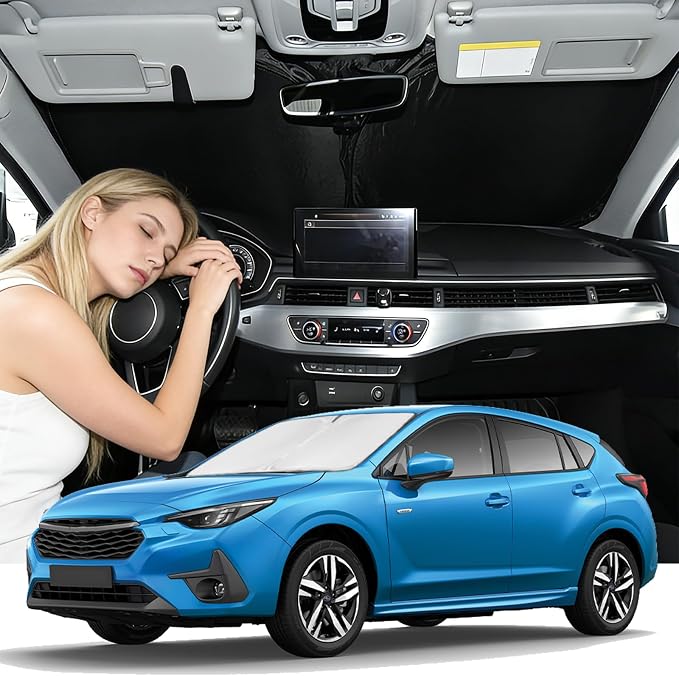 Windshield Sunshade for Subaru Impreza 2024-2026 Sun Shade Car Windshield Accessories Upgrade 4 Layers Blocks UV Rays Custom Fit Impreza 240T Car Window Shades Windshield Keep Cool Foldable