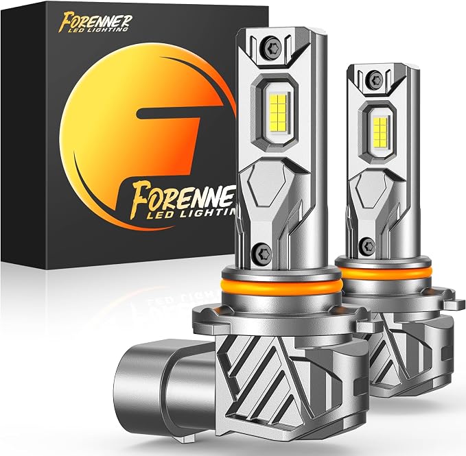 FORENNER 9005/HB3 Light Bulbs, 900% Ultra-Brighter, 6500K Cool White, 1:1 Mini Size 9005 Fog Light Bulbs, 10-Year Lifespan, Plug-N-Play Direct Fit, IP68 Waterproof, 2-Pack.