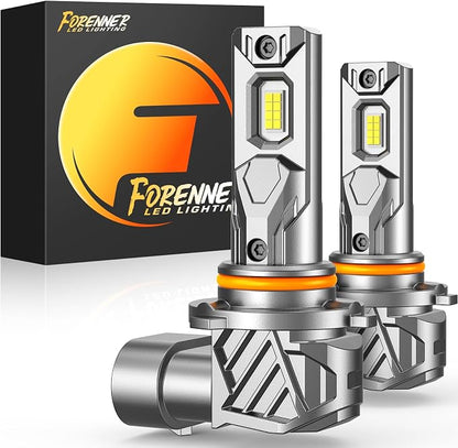 FORENNER 9005/HB3 Light Bulbs, 900% Ultra-Brighter, 6500K Cool White, 1:1 Mini Size 9005 Fog Light Bulbs, 10-Year Lifespan, Plug-N-Play Direct Fit, IP68 Waterproof, 2-Pack.