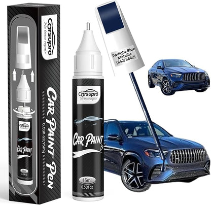 Twilight Blue Metallic(842/5842) for Mercedes Benz Touch Up Paint Pen, 2 in 1 Car Scratch Remover with Pen Tip and Brush, Precise Color Match for Car Paint Scratch Repair, Quickly and Easily Fix Chips and Nicks