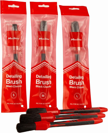 Maxshine Universal Red & Black Combo Detailing Brush – Versatile Brush for Interior & Exterior Cleaning – Ideal for Wheels, Vents, Badges & More